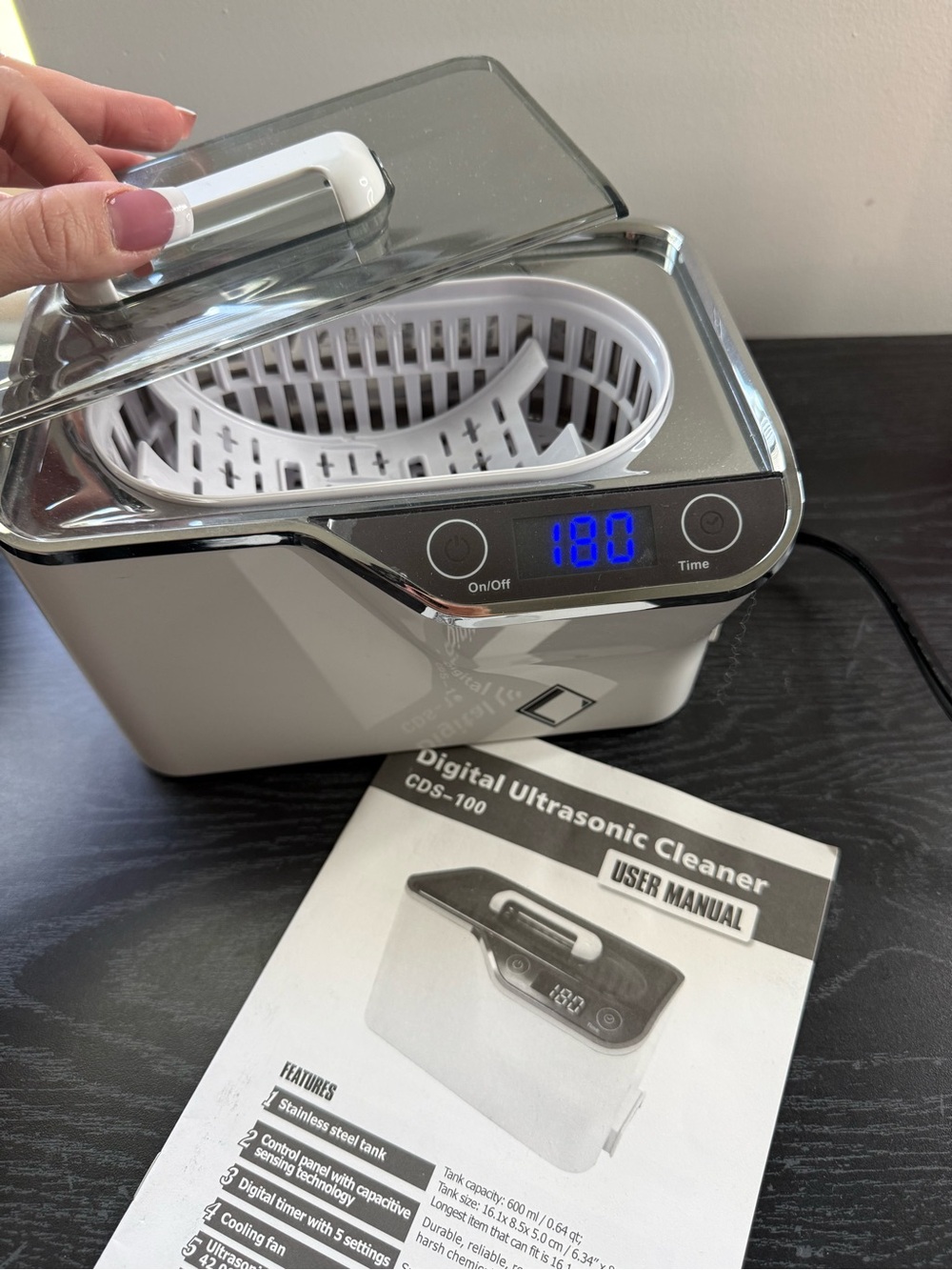Digital Ultrasonic Cleaner - White/Clear